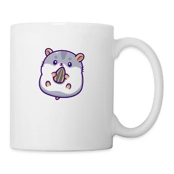 Cute hamster eating sunflower seed - Coffee/Tea Mug - white - Right