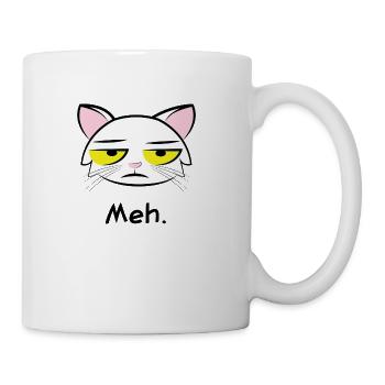 Funny Meh Cat Meme Sarcasm Gift - Coffee/Tea Mug - white - Right