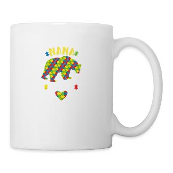 Autism Nana Bear Shirt Autism Grandma Puzzle Piece - Coffee/Tea Mug - white - Right