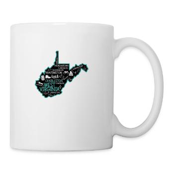 Cute map of West Virginia Charleston Lewisburg - Coffee/Tea Mug - white - Right