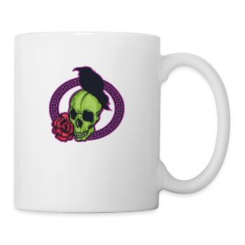 Gothic Raven Skull Raven Halloween Boo - Coffee/Tea Mug - white - Right
