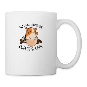 This Girl Runs On Coffee And Cats - Coffee/Tea Mug - white - Right
