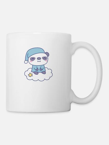 Cute Little Panda In Pajamas On Cloud - Coffee/Tea Mug - white