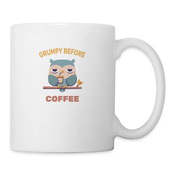 Grouchy Owl Grumpy Before Coffee - Coffee/Tea Mug - white - Right