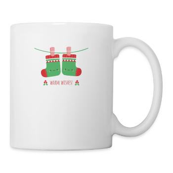 Cute Warm Wishes Christmas Socks - Coffee/Tea Mug - white - Right