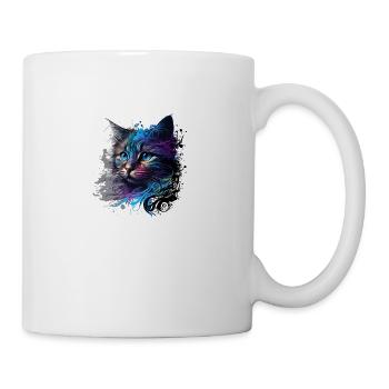 Cat design "Blue cat" - Coffee/Tea Mug - white - Right