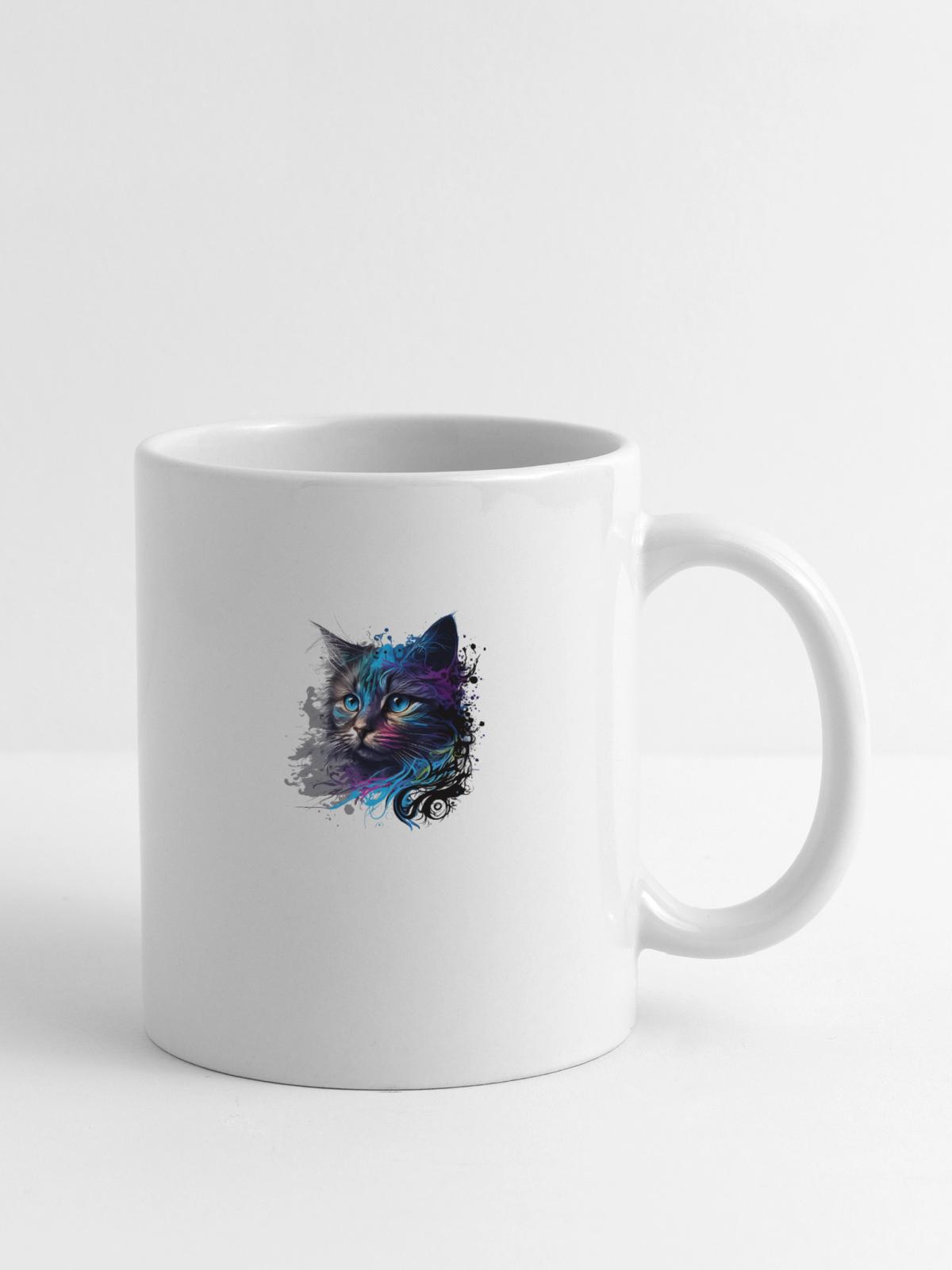 Cat design "Blue cat" - Coffee/Tea Mug - white - Right