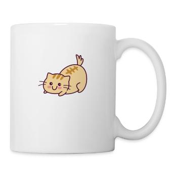 Cut cat sticker - Coffee/Tea Mug - white - Right