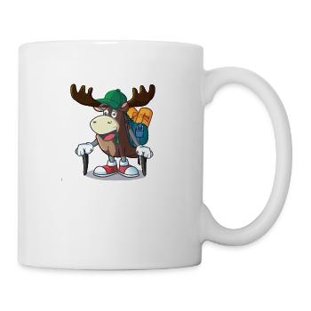 moose with hiking gear - Coffee/Tea Mug - white - Right