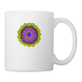 A floral fractal pattern colorful and bright - Coffee/Tea Mug - white - Right