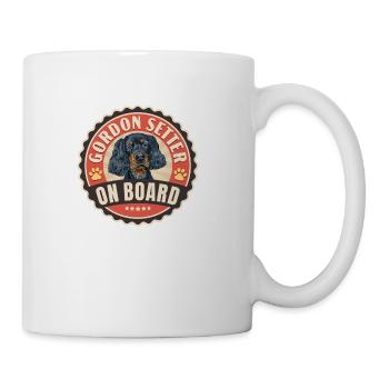 Gordon Setter On Board Cute Dog Round Shaped Badge - Coffee/Tea Mug - white - Right