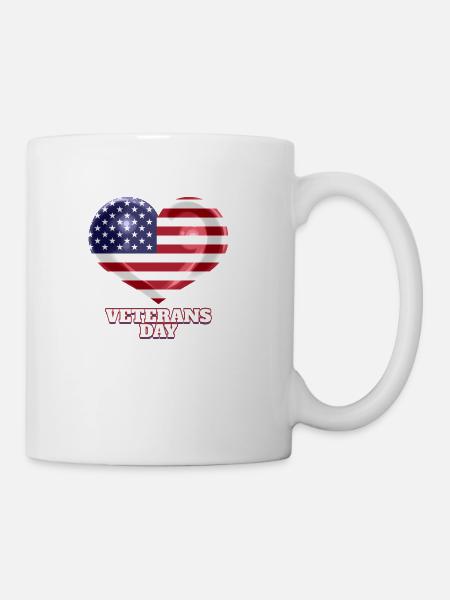 American Flag Heart For Veterans Day - Coffee/Tea Mug - white