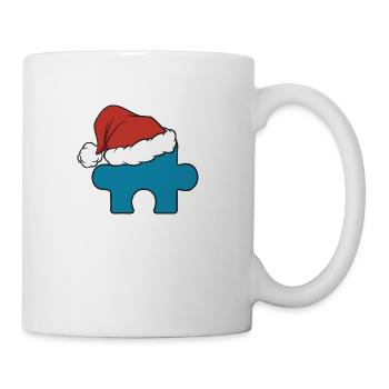 Autism Puzzle Piece Santa Hat Christmas Gift - Coffee/Tea Mug - white - Right