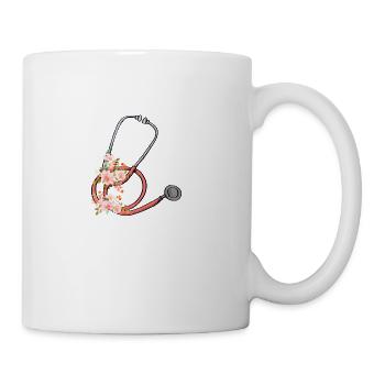 Stethoscope Floral Sticker - Coffee/Tea Mug - white - Right