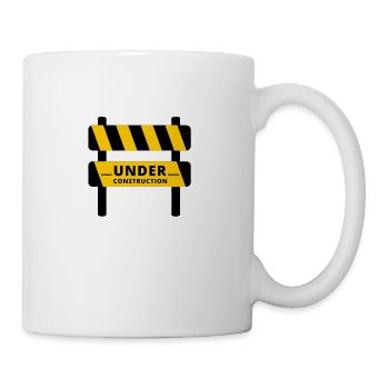 yellow and black under construction signage, under - Coffee/Tea Mug - white - Right
