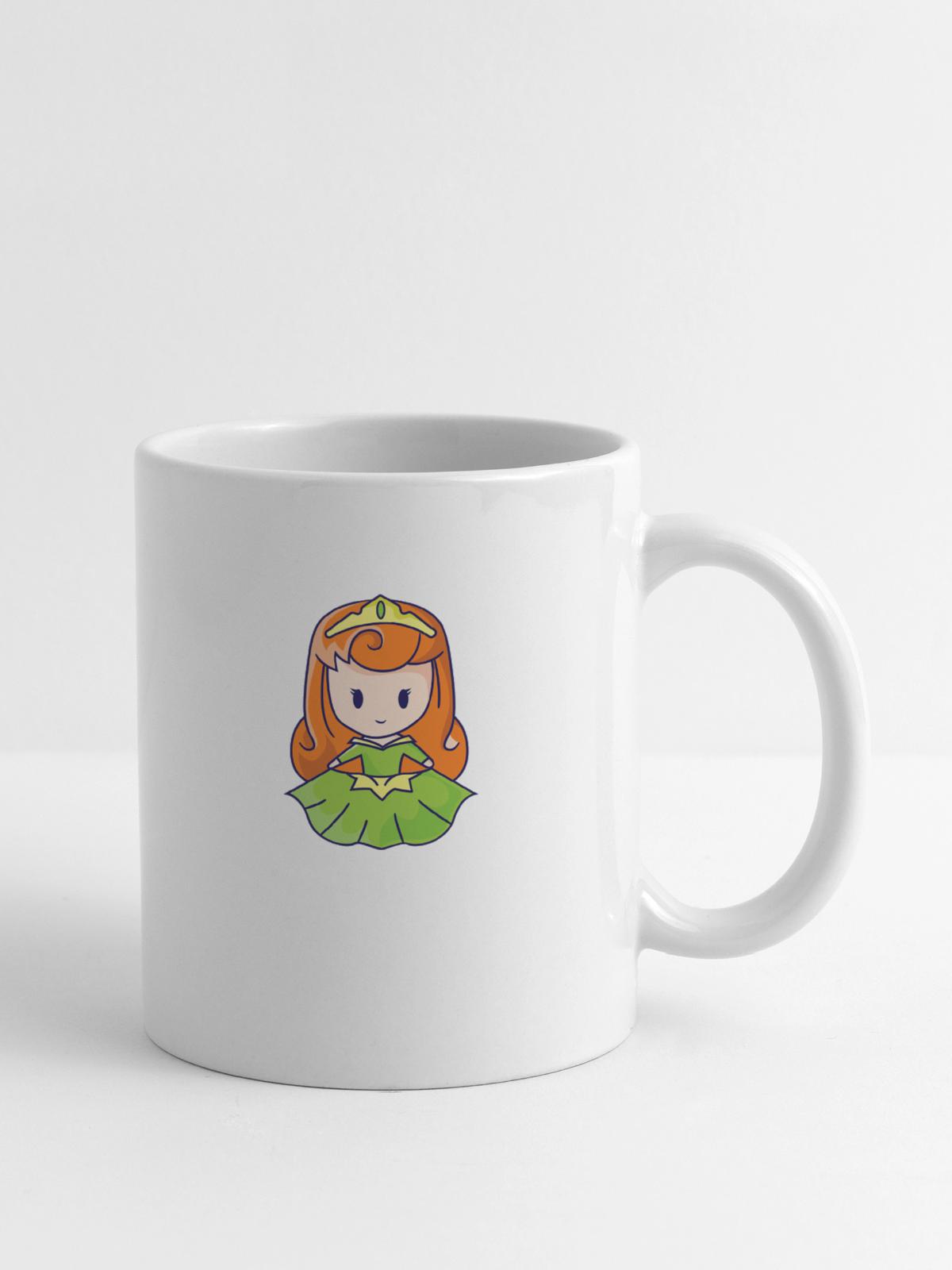 Green dressed beautiful girl - Coffee/Tea Mug - white - Right