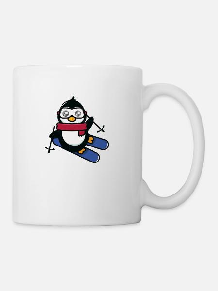 Penguin skiing - Coffee/Tea Mug - white