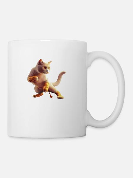 Cat in a fighting stance - Coffee/Tea Mug - white