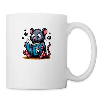 Rat Read a Book "About Cats" - Coffee/Tea Mug - white - Right