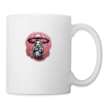 ghost with a pink umbrella - Coffee/Tea Mug - white - Right