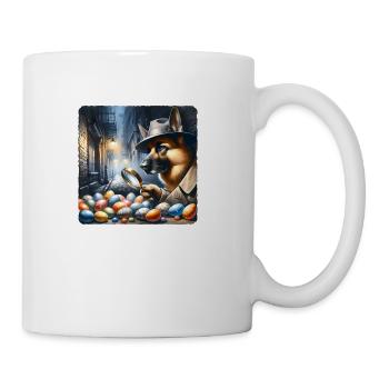 Shepherd Detective Solving Mystery Eggs - Coffee/Tea Mug - white - Right