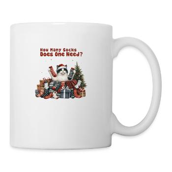 Christmas Cat: How many socks does one need? - Coffee/Tea Mug - white - Right