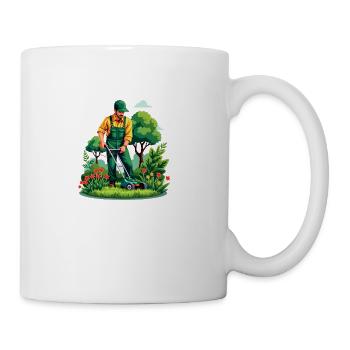 Gardener Cutting Grass - Coffee/Tea Mug - white - Right