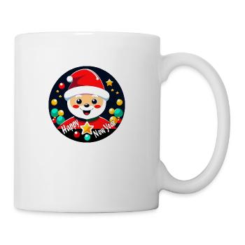 Happy New Year Santa - Cute Festive Cartoon - Coffee/Tea Mug - white - Right