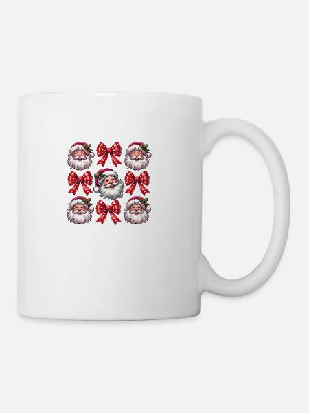 Christmas Bow, Santa Christmas, Christmas Retro - Coffee/Tea Mug - white