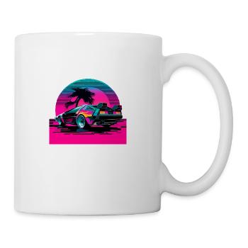Miami Synthwave Delorean - Coffee/Tea Mug - white - Right