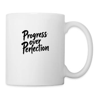 Progress Over Perfection – Motivational Handwritte - Coffee/Tea Mug - white - Right