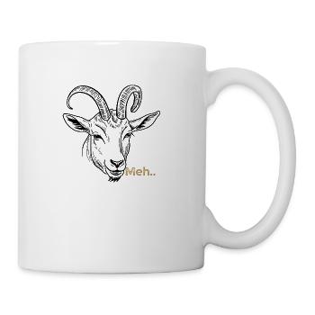 Meh – Stylish Goat Illustration - Coffee/Tea Mug - white - Right