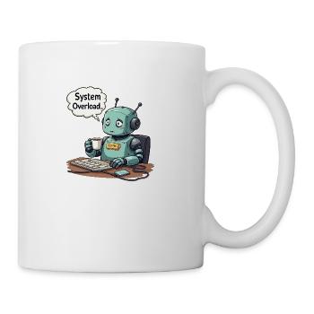 System Overload – Coffee-Powered Robot Meltdown - Coffee/Tea Mug - white - Right