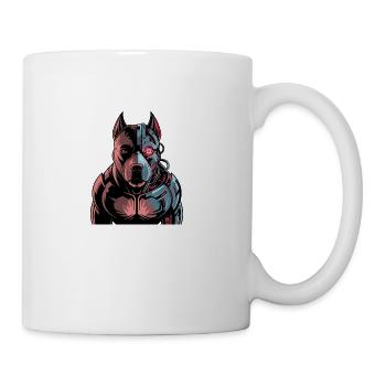 CyberBeast: The Half-Machine Pitbull - Coffee/Tea Mug - white - Right