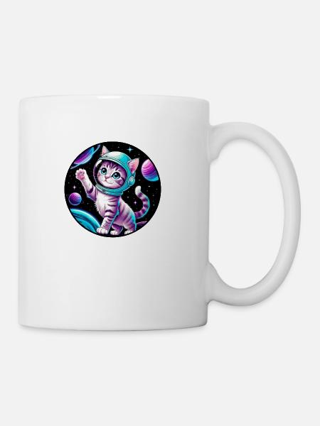 Kitten Reaching for a Planet - Coffee/Tea Mug - white