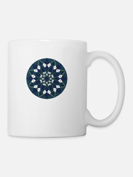 Geometric Mandala in Cool Tones - Coffee/Tea Mug - white