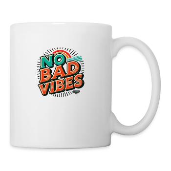No Bad Vibes Aesthetic Retro Positive Quote - Coffee/Tea Mug - white - Right