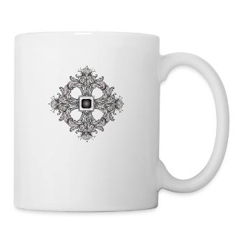 Arabesque Ornament with a Baroque Flair in Gray - Coffee/Tea Mug - white - Right