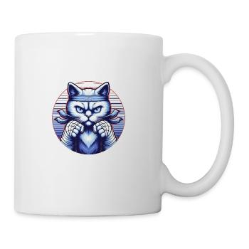 Fighting Angry Blue Cat - Coffee/Tea Mug - white - Right