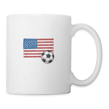United States flag and crayon-style soccer ball - Coffee/Tea Mug - white - Right