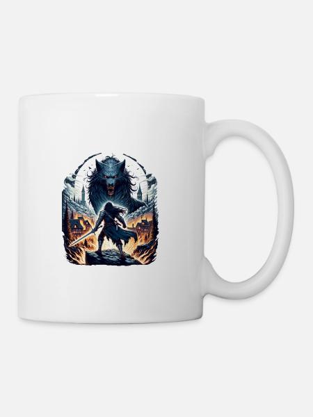 Wolf Battle Art - Coffee/Tea Mug - white