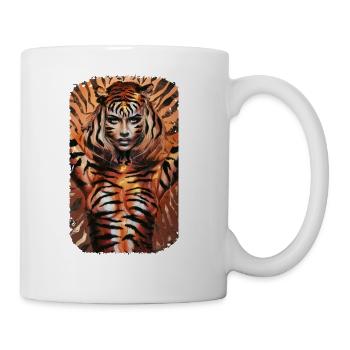 Fierce Jungle Tiger Spirit Fantasy Artwork - Coffee/Tea Mug - white - Right