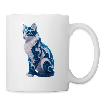 Mystic Spiral Blue Cat - Coffee/Tea Mug - white - Right