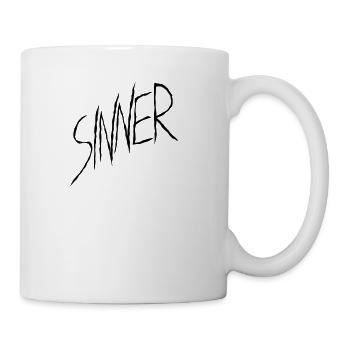 Sinner text design - Coffee/Tea Mug - white - Right