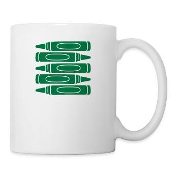 Green wax crayons cool - Coffee/Tea Mug - white - Right