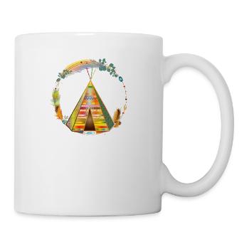 fantastically beautiful colorful tipi tent - Coffee/Tea Mug - white - Right