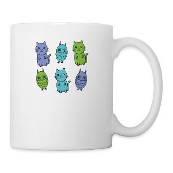 A Cat and an Owl blue green baby blue - Coffee/Tea Mug - white - Right