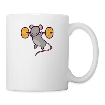Cute Gym Rat Cheese Squat - Coffee/Tea Mug - white - Right