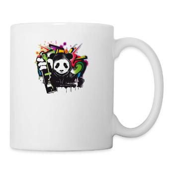 funny panda bear with graffiti and spray can - Coffee/Tea Mug - white - Right