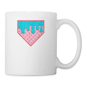 Home Plate Drip Ice Cream Softball Baseball - Coffee/Tea Mug - white - Right